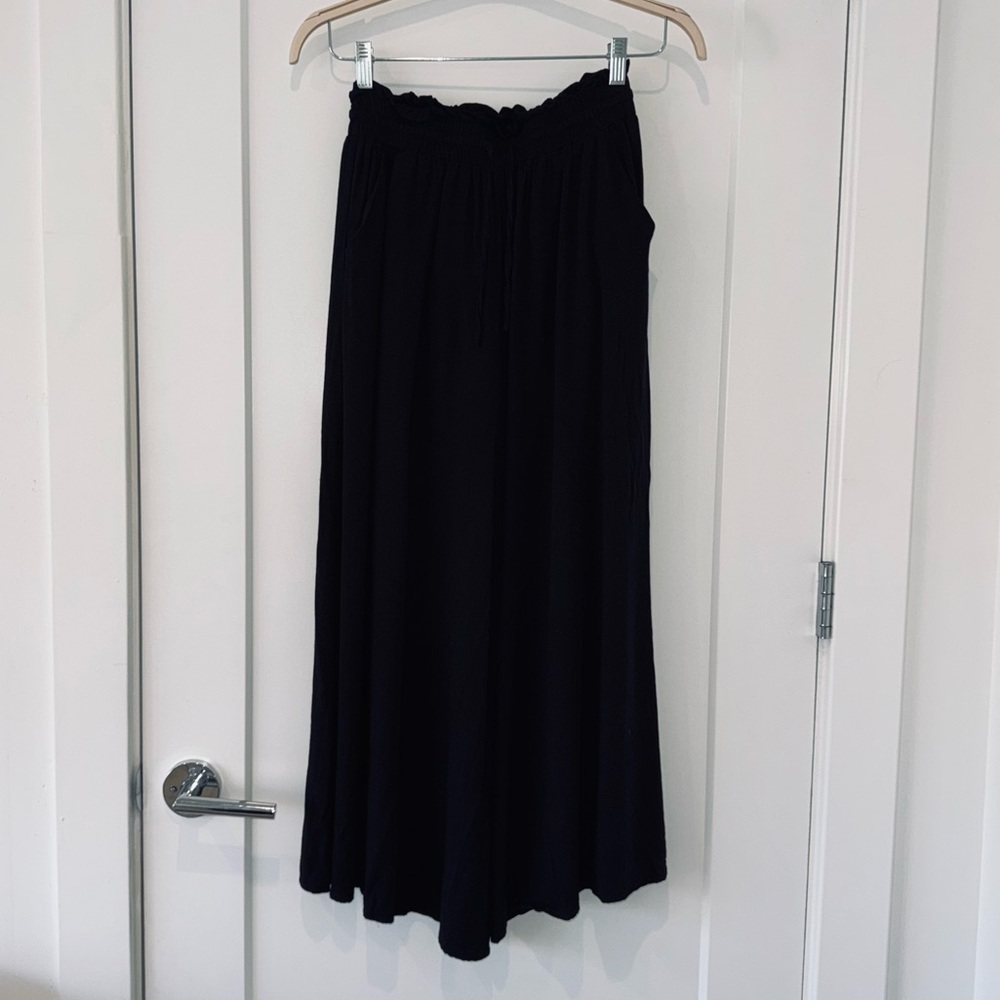 Double layer, black floaty, paperbag pants, S